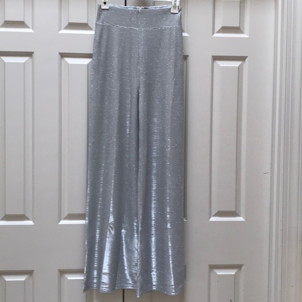 Sequin Pants-Silver-Large-Boot cut